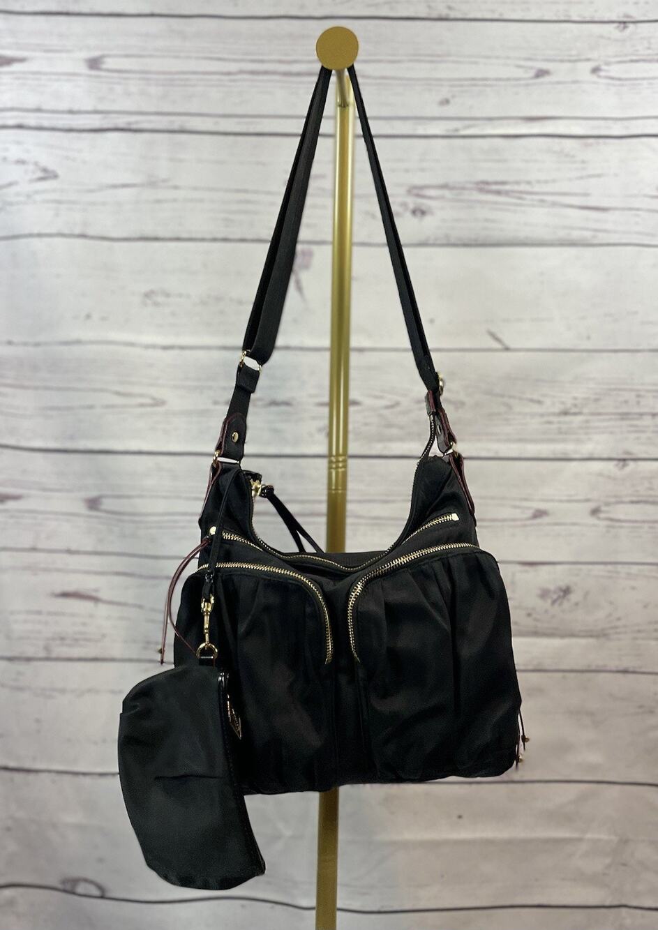 MZ Wallace Bedford Crossbody Shoulder Bag Black Nylon Quilted Handbag
